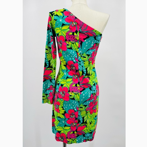 Lilly Pulitzer Whitaker Skip in It dress one shoulder long sleeve floral Size Sm - Picture 5 of 8